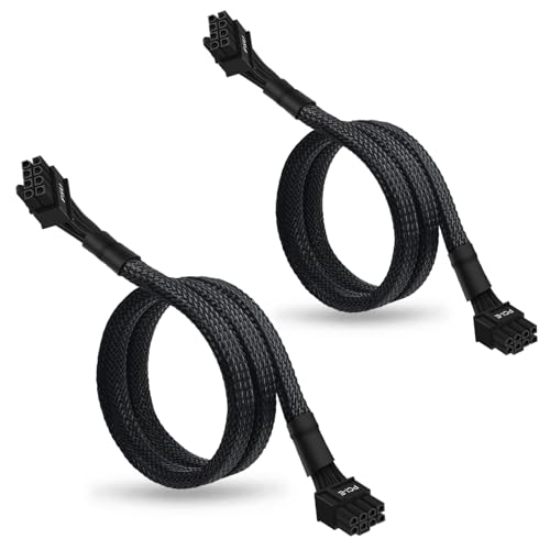 YEZriler (2-Pack) 8 Pin PCIe Cable for Corsair PSUs ATX CPU 8 Male to PCIe (6+2) Male Power Adapter Sleeved 25-inch (63cm)