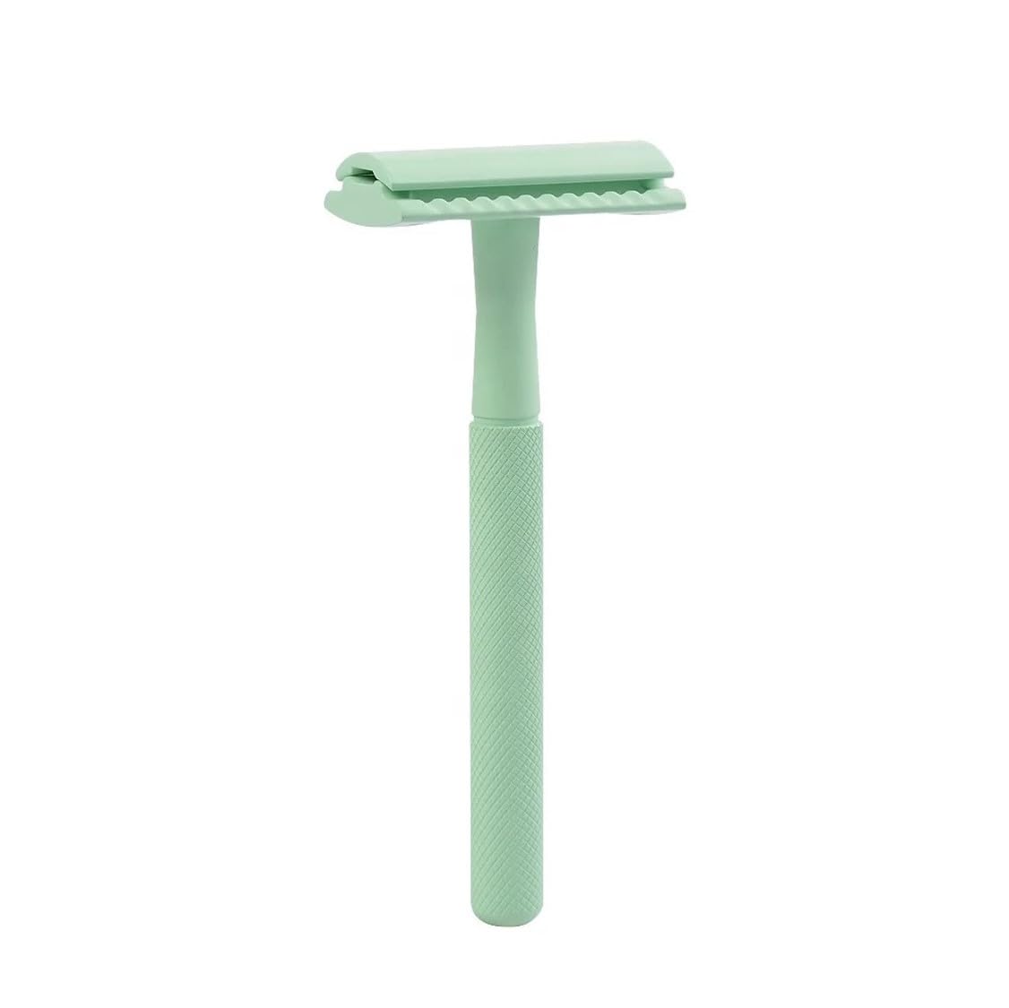 Lake Reusable Metal Safety Razor | Brass handle | for Women and Men | Plastic-free | Includes five razor blades (Green)