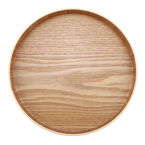 Aramox Bandeja de Madera para Servir Juego de té con Diseño Vintage, Plato de Madera Resistente Frutas y Decoración del Hogar (27cm)