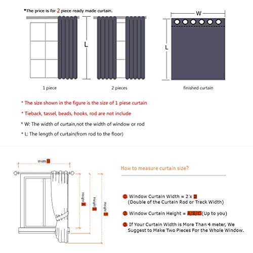 Cortinas cortas para ventanas de cocina, visillos negros bordados de 137x61 cm en pack de 2 7