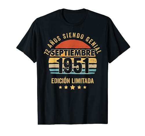 72 Años Cumpleaños Regalo Septiembre 1951 Septiembre 72 Años Camiseta