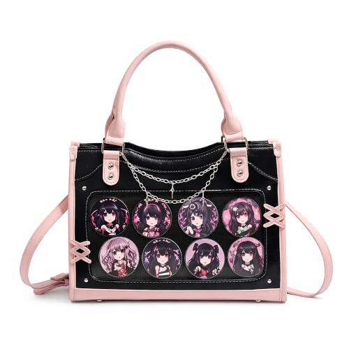 Image of Ita Bag Crossbody for Women - Y2K Kawaii Pin Display Shoulder Bag with Clear Window and Insert, Anime Purse with Adjustable Strap for School, Conventions & Daily Use