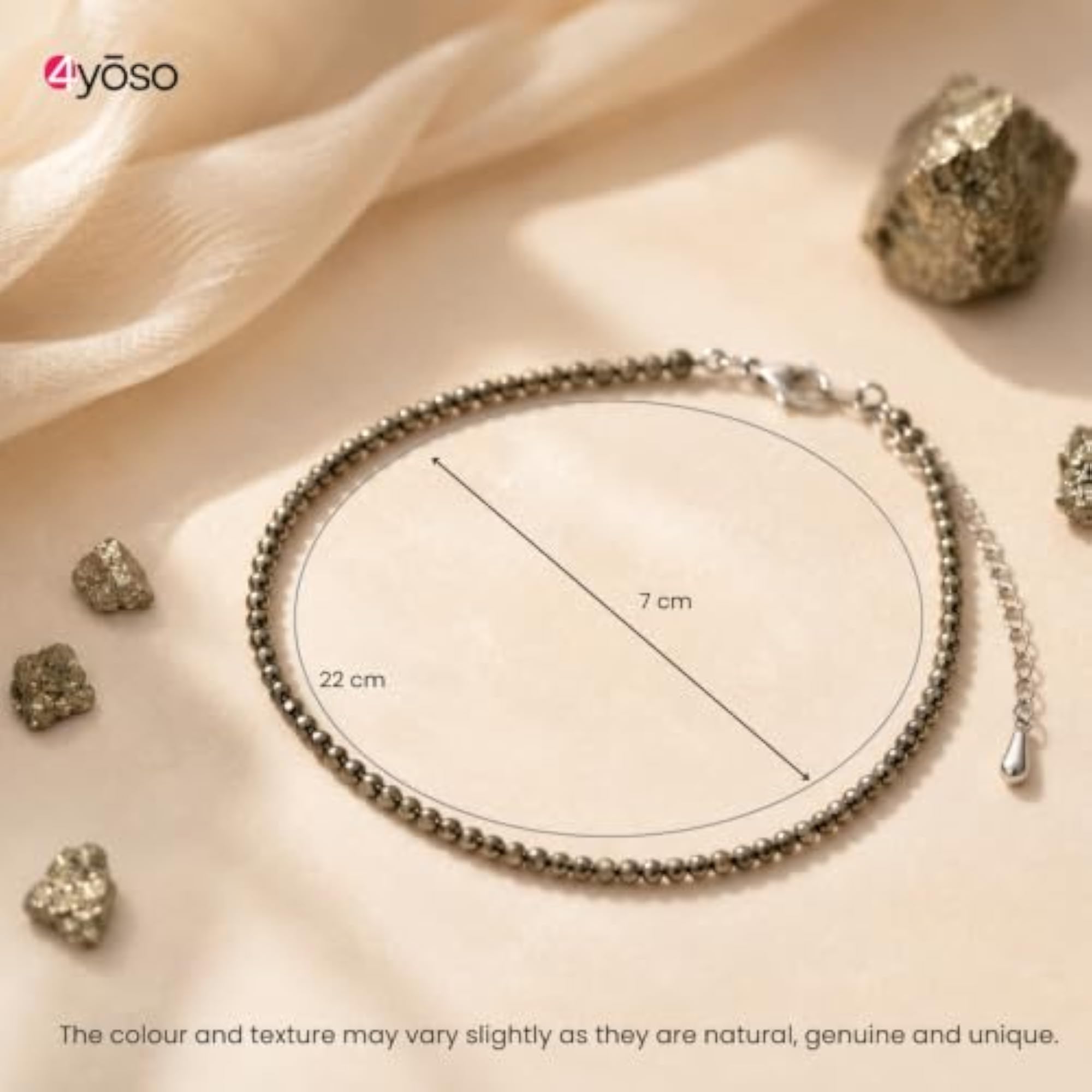 Women's Natural Raw Pyrite Adjustable Anklet, Handmade Crystal Payal