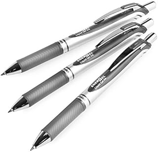Pentel EnerGel XM BL77 - Retractable Liquid Gel Ink Pen - 0.7mm - 54% Recycled - Grey - Pack of 3