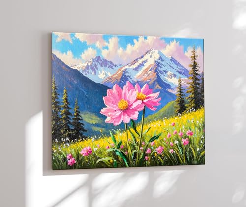 Image of ArtX Canvas Mountain Painting Vastu, Mountain Landscape Painting, Multicolor, Floral, Nature, 58.0 X 45.0 cm, Set of 1