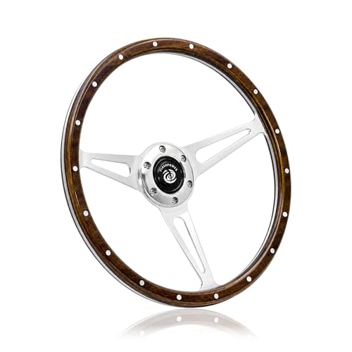 Flashpower 14'' Classic Wood Steering Wheel Riveted with Horn Button restoration