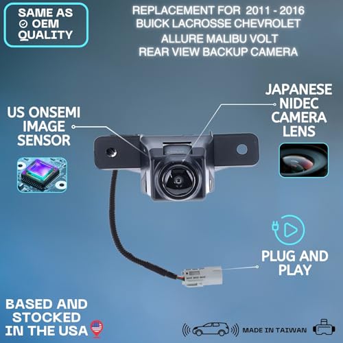 Image of Backup Camera for 2011 2012 2013 2014 2015 2016 Buick Lacrosse Chevrolet | Allure Malibu Volt Replaces OE part 22883286 20860481 22923842, rear view reverse parking assist backup monitor hd