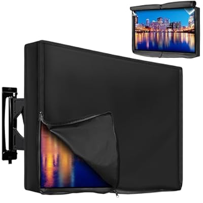 Outdoor TV Cover 52 to 55 Inch Weatherproof, Waterproof Outside TV Covers Heavy Duty 600D Oxford TV Covers Outdoor TV Screen Protectors Shield with Full Zippers and Velcro for Flat Screen Outdoor TVs