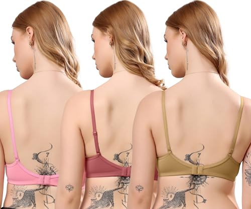 Image of London Hills Regular Bra for Women Everyday Non Padded Wire Free Mid Coverage Cotton Blend
