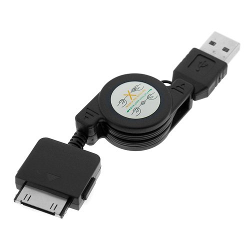 Birugear Black 2-in-1 Retractable USB Daten Hotsync & Ladekabel für Microsoft Zune HD 16 GB 32 GB