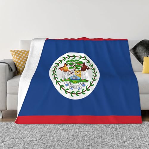 Manta de viaje portátil de 50 x 40 pulgadas, suave, resistente a las arrugas, plegable, exquisito estampado de la bandera de Belice