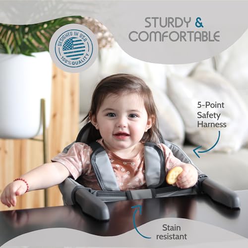 Image of Elegant Faux Leather Hook On High Chair for Table - Clip On High Chair to Table, Portable High Chair for Travel, High Chairs for Babies Clip On High Chair that Attaches to Tables