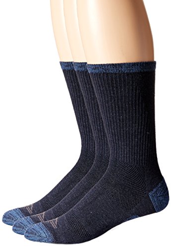 Dockers Men's 3 Pairs Temperature Management Crew Socks, Navy, Shoe Size: 6-12