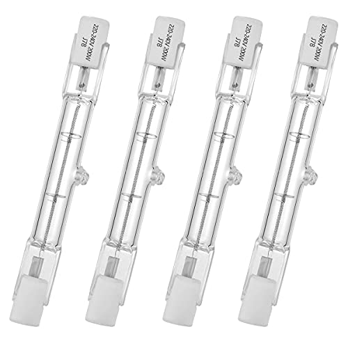 VINBE Tube halogène HaloLine, base R7S, lampe à tube halogène T3, 230V, 200 watts, 78mm, blanc chaud - 2800K (4 pièces)