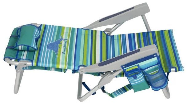 Tommy Bahama TECNOLIFE Silla de Playa Plegable Rayas Verdes Modelo 2026 con Bolsa Aislada y Almohada Ajustable