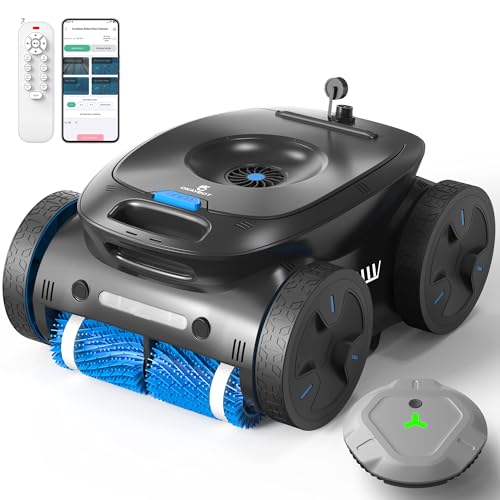 (2026 Upgrade) OKAYBOT P2 Robotic Pool Cleaner Vacuum with Remote Control and App, AI Smart Navigation Automatic Pool Cleaner for Inground Pools with Floor Wall and Waterline Cleaning