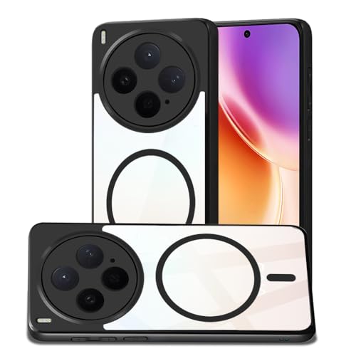 Image of AESTMO Vivo X300 5G Back Cover | 360 Protection | Crystal Clear Hard Back Transparent | Compatible with MagSafe Accessories (PC+TPU, Black Bumper)