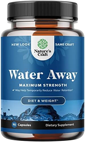 Water Away Supplement and Diuretic Pills - Water Retention Pills for Water Balance - Kidney Cleanse Supplement Enriched with Dandelion Leaf Extract Vitamin B6 Green Tea Extract and Potassium Chloride