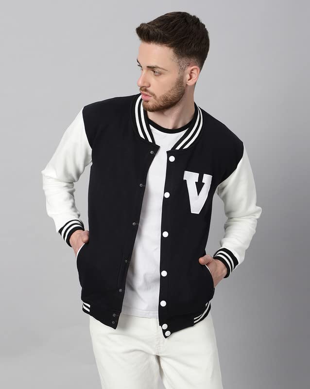 Image of BE SAVAGE Men's Cotton Blend Standard Length Varsity Jacket