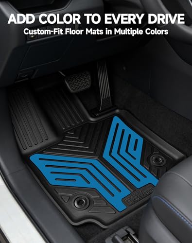 Image of Premium Color TPE Floor Mats Custom Fit for Toyota RAV4 2019-2025 (Only for Hybrid)| Hydro Blue Wing Design | All-Weather Heavy Duty Car Floor Liners Full Set 1st & 2nd Row