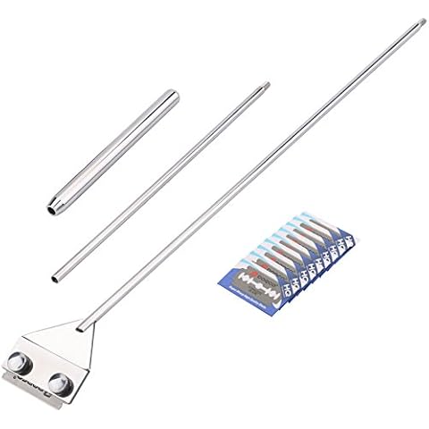 Katfort Aquariums Glass Scraper, 25.6inch/65cm Fish Tank Algae Scraper, Aquarium Scraper for Glass Tanks, Stainless Steel Cleaning Tool Kit with 10 Blades, Razor Scraper for Glass Aquarium Cover