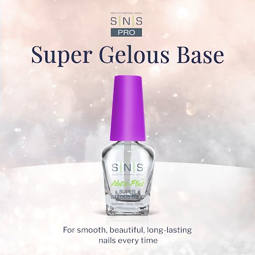 SNS Base Coat Nail Polish for Nail Dip Powder, Super Gelous Base - Long-Lasting & Fast-Drying Nail Strengtheners Gel Base for Premium Colors - Low Odor & No UV Lamp Required - 0.5 oz.