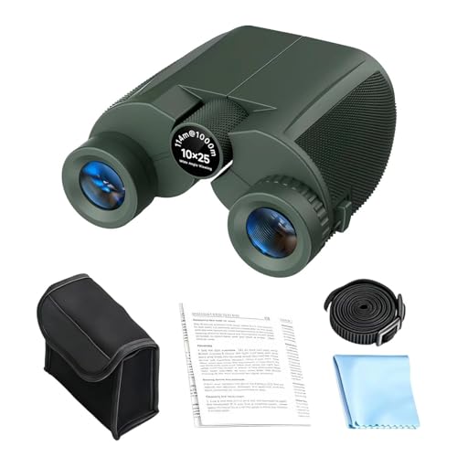 Prismáticos Impermeables - 10x25 Impermeables - Compactos para Adultos,para Observación de Aves, Senderismo, Camping, Viajes, Conciertos, Aficionados al Deporte,
