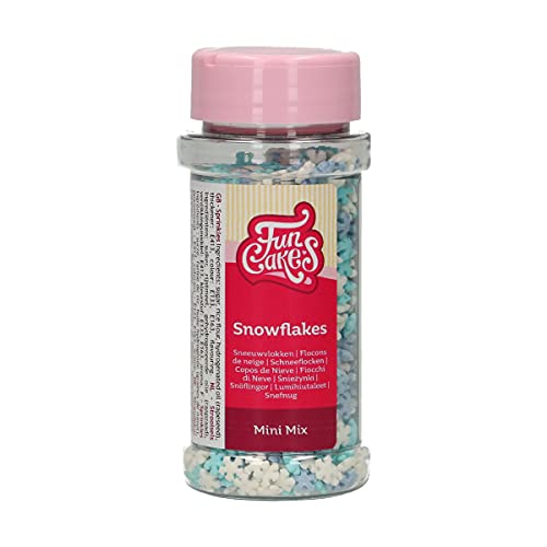 FunCakes Mini Snowflakes Mix: Polvilhado para bolos, ótimo sabor, perfeito para a decoração de bolos, polvilhado com flocos de neve. 50 g.