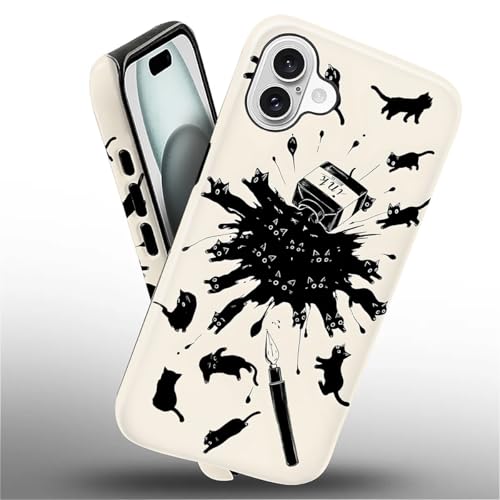 Coque chat d'encre iPhone 16 Plus au design élégant pour le quotidien