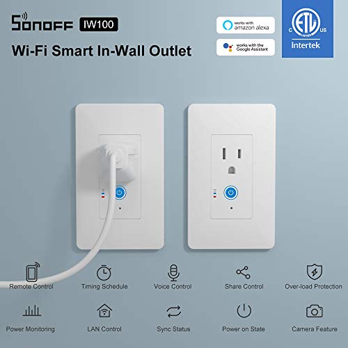 SONOFF IW100 Smart Outlet, WiFi In-Wall Outlet with Energy Monitoring, 15 Amp Smart Wall Outlet, Works with Alexa, Google home, Schedule, Remote Control, ETL and FCC Listed, No Hub required - Thumbnail 7
