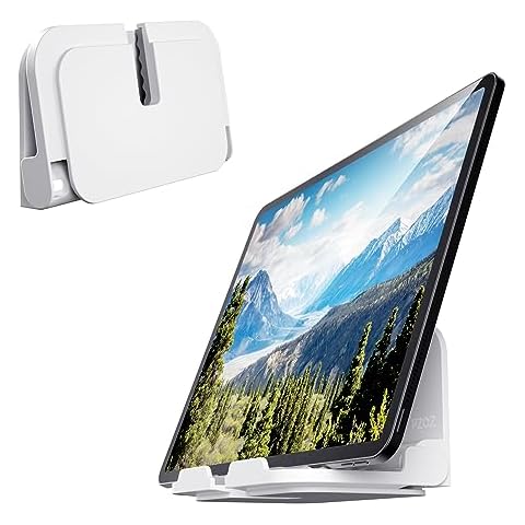 pzoz Wall Mount Cell Phone Holder for Outlet, Foldable Cellphone Stand for Mirror Bathroom Shelf Shower Bedroom Kitchen or Dorm Charging, Compatible with iPhone iPad or Tablet (White) Cover