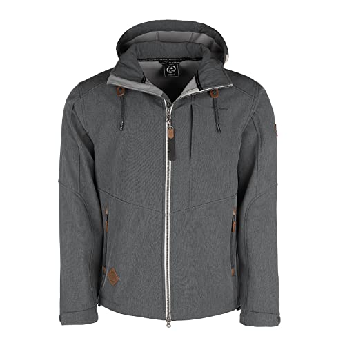 Dry Fashion Herren Softshell Jacke Eckernförde Meliert - Softshelljacke Outdoorjacke mit abnehmbarer Kapuze Windabweisend Wasserabweisend in Anthrazit Größe XXL