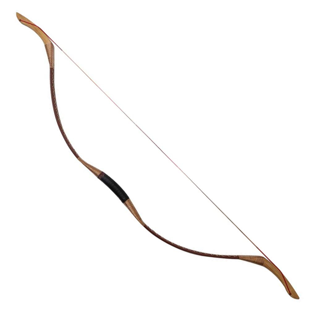 Mongolian Recurve Bow Traditional Handmade Longbow 35-55lbs Archery Wooden Bow Fit for Right & Left Hand for Outdoor Sports Hunting Competition Training Game