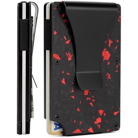 FIRDIKT Slim Minimalist Carbon Fiber Wallet for Men/RFID Blocking Credit Card Holder with Cash Strap/Money Clip,Gift For Men Cover