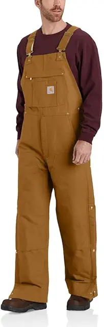 Men's Insulated Bib Overalls - Loose Fit Duck Work Utility Outerwear