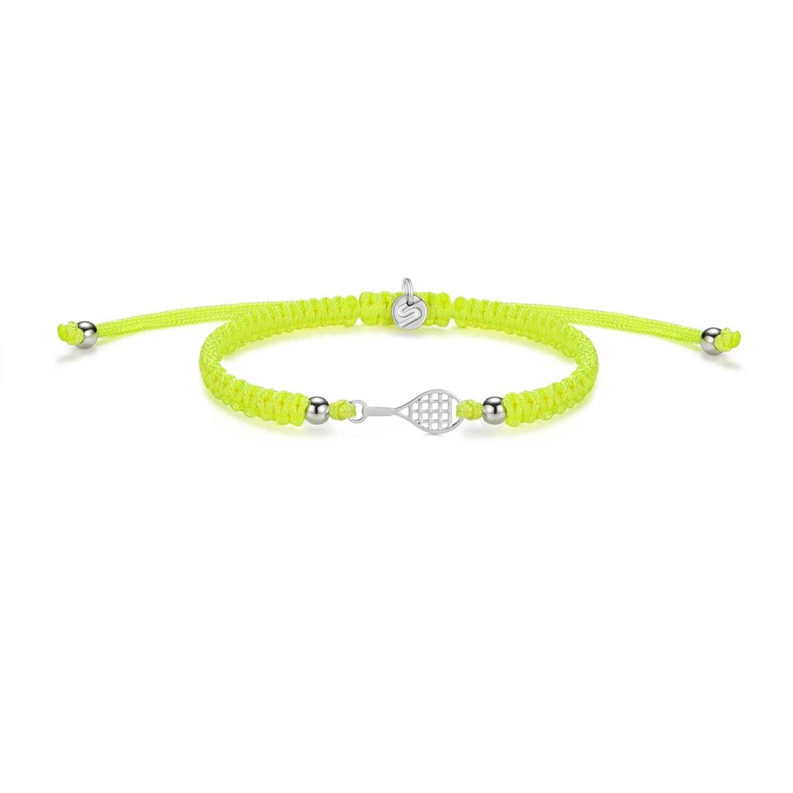 SAILBRACE Bracciale argento TENNIS NEON YELLOW BRAIDED