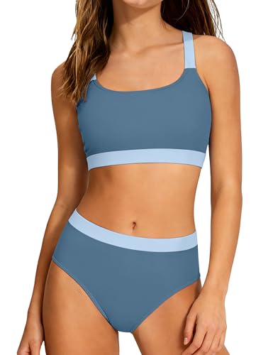Image of Girls Swimsuits 3 Piece Bathing Suit Allover Printed Criss Cross Bikini Set with Cover Up Skirt Beach Swimwear 7-16 Years
