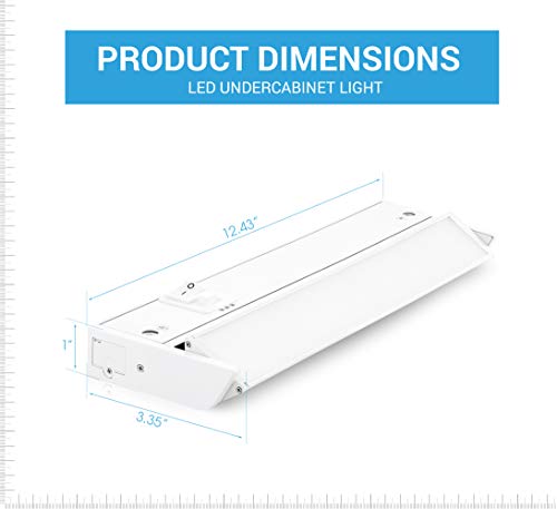 PARMIDA LED Swivel Under Cabinet Lighting, Hardwired or Plug-in Installation, 3 Color Temperature Slide Switch, Rotatable Lens, Dimmable, Linkable, ETL & Energy Star, 3000K-5000K, 120V, 8W – 12 Inch
