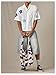 SHENHE Men's Oversized Short Sleeve Button Down Floral Shirt Collared Summer Streetwear Top White Medium
