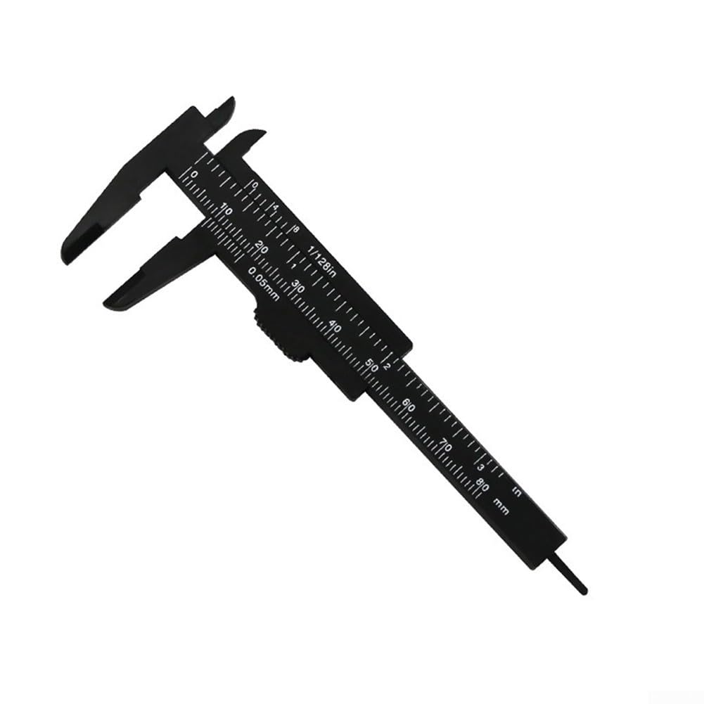 Calibrador Vernier de plástico, Regla Deslizante de 80 mm, micrómetro, Herramienta de medición para medición de Espesor y Profundidad, Juego en Blanco y Negro.