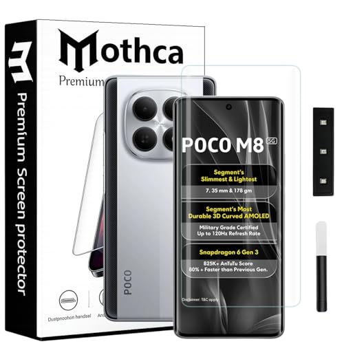 Image of Mothca Curved UV Tempered Glass Screen Protector for Poco M8 | HD Clear | Full Screen Coverage | Pack of 1