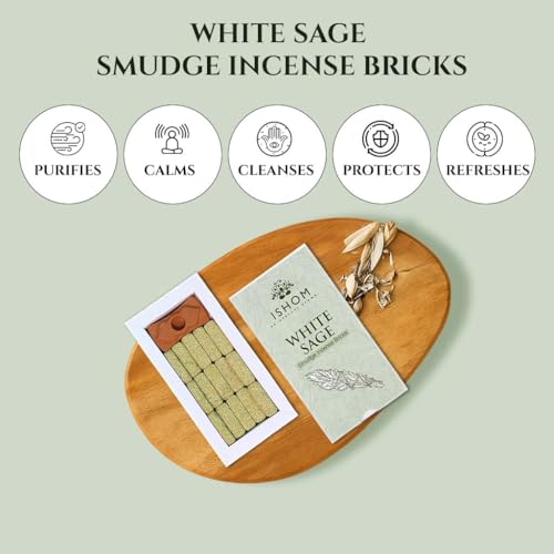 Image of White Sage Smudge Incense Bricks Combo Pack of 45 (3 Packs x 15) | Made with California White Sage Leaves | Improve Focus and Clarity | Ideal for Home Purification, Yoga, Meditation, and Aromatherapy