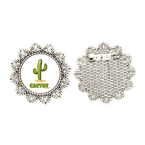 Broche de flor de plata de cactus en maceta verde ideal para regalar a amantes de plantas