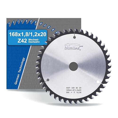 blueline Z42 - Hoja de sierra circular (168 x 20 mm, metal duro, corte fino, para madera, material de madera, revestimiento de material de madera, plástico, sobre sierra circular de mano, sierra