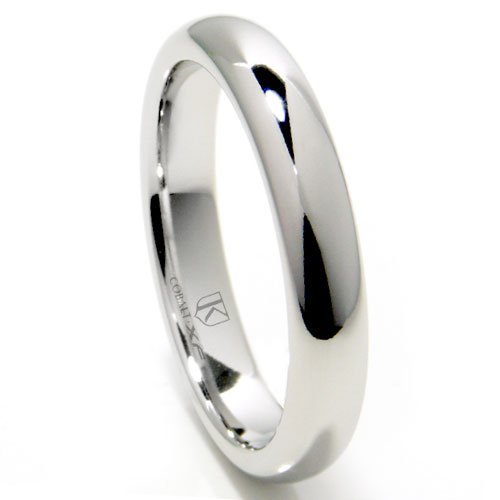 Cobalt XF Chrome 4MM High Polish Plain Dome Wedding Band Ring