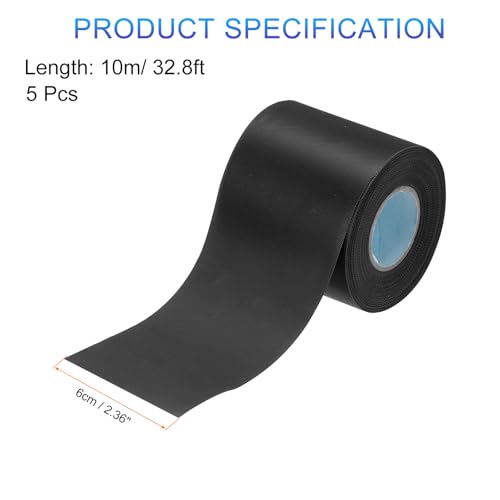 Image of MECCANIXITY 5Pcs Air Conditioner Pipe Tapes, Pipe Wrapping Tape PVC Protective Tube Duct Tapes for Repairs DIY Projects AC Insulation Tape, 6cm x 32.8ft Black