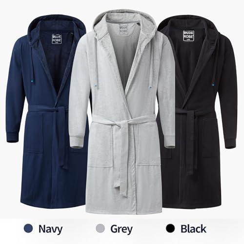 DudeRobe Men’s Hooded Bathrobe with Pockets, From Shark Tank, Soft, Comfy & Absorbent Cotton Robe for After Shower & Lounging3