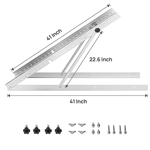 Image of BougeRV 41in Solar Panel Tilt Mount Brackets One-Step with Foldable Tilt Legs, U-Shaped Design Adjustable Mounting Brackets Kits Support Up to 100 200 300 Watt Solar Panel for Roof, RV, and Off-Grid