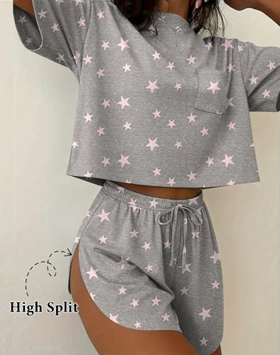 Image of Ekouaer Womens Pajama Sets Sexy Lounge Sets Side Split Short Pj Sets Cute Pjs 2 Piece Comfy Sleepwear Loungewear