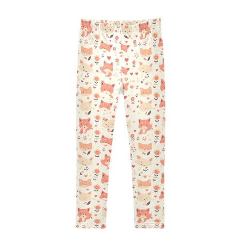 KLL Cute Fox Pattern Foxy Endless Little Girls Basic Leggings Stretchy High Waisted Activewear Sports